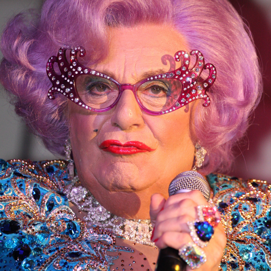 Close-up of Dame Edna