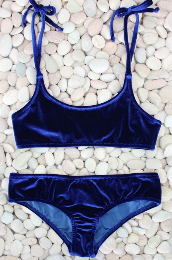 Dark blue velvet bikini
