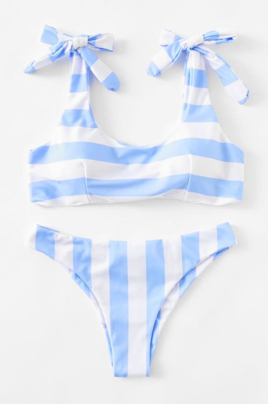 Blue and white stripy bikini