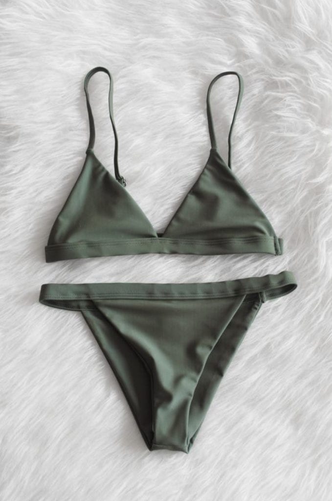 Olive green minimalist bikini